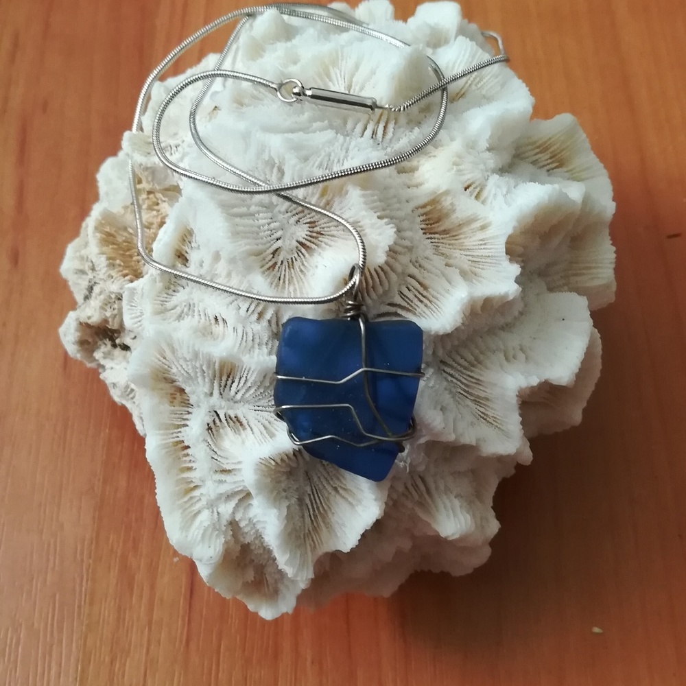 Sterling Silver Wrapped Sea Glass Necklace